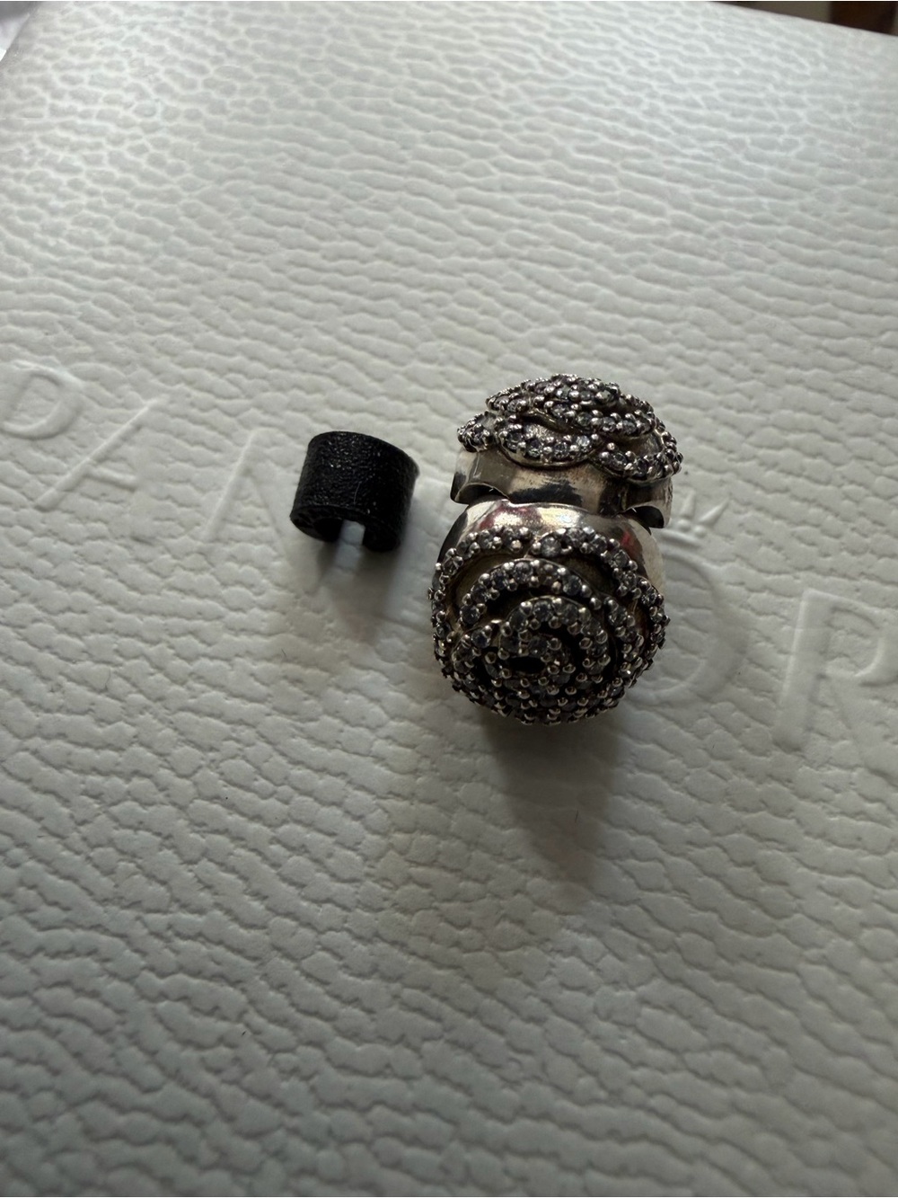 Authentic Pandora Shimmering Rose CZ Charm Silver